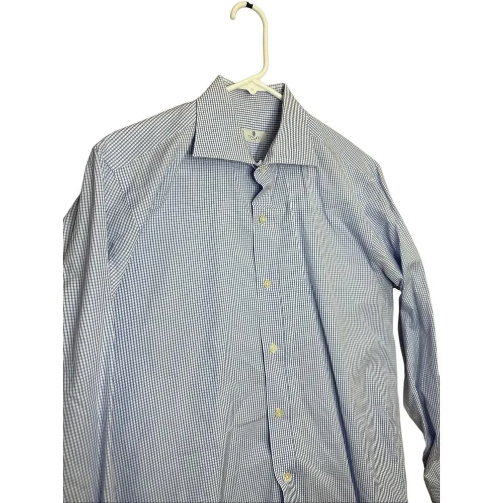 Tincati Milano Button Down Long Sleeve Shirt Size 16 1/2 42 Blue Bundle casual - Picture 14 of 16